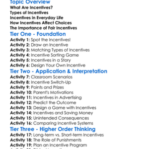 Role Of Incentives Worksheet Activity Booklet