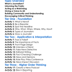 Role Of Journalism Worksheet Activity Booklet