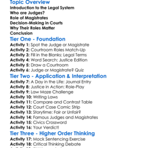 Role Of Judges And Magistrates Worksheet Activity Booklet