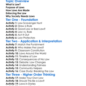 Role Of Law In Society Worksheet Activity Booklet