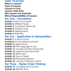 Role Of Lawyers Worksheet Activity Booklet
