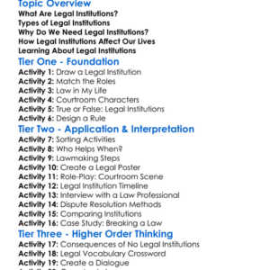 Role Of Legal Institutions Worksheet Activity Booklet