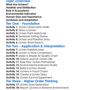 Role Of Lichens Worksheet Activity Booklet