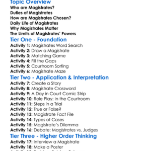 Role Of Magistrates Worksheet Activity Booklet