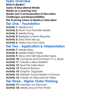 Role Of Media In Education Worksheet Activity Booklet