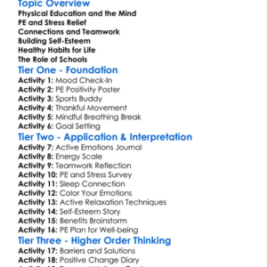 Role Of Pe In Mental Health Worksheet Activity Booklet
