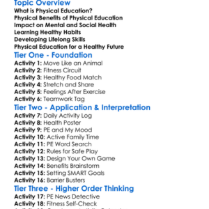 Role Of Physical Education In Health Worksheet Activity Booklet