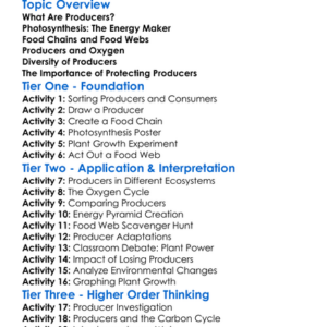 Role Of Producers In Ecosystems Worksheet Activity Booklet
