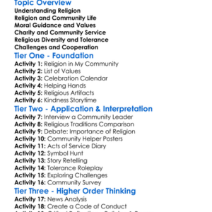 Role Of Religion In Community Worksheet Activity Booklet