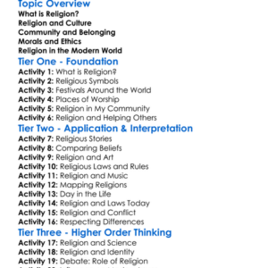 Role Of Religion In Society Worksheet Activity Booklet