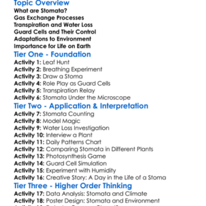 Role Of Stomata In Plants Worksheet Activity Booklet