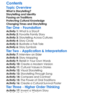 Role Of Storytelling In Cultural Survival Worksheet Activity Booklet