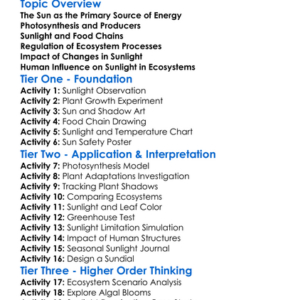 Role Of Sunlight In Ecosystems Worksheet Activity Booklet