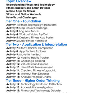 Role Of Technology In Fitness Worksheet Activity Booklet