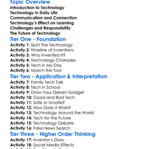 Role Of Technology In Society Worksheet Activity Booklet