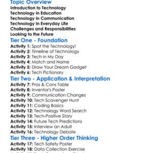 Role Of Technology Worksheet Activity Booklet