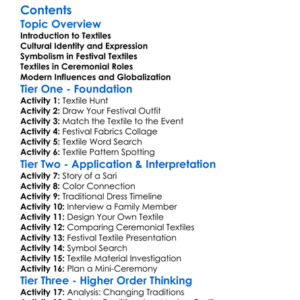 Role Of Textiles In Festivals And Ceremonies Worksheet Activity Booklet
