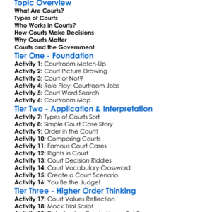 Role Of The Courts Worksheet Activity Booklet