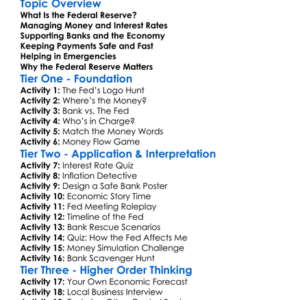 Role Of The Federal Reserve Worksheet Activity Booklet