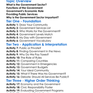 Role Of The Government Sector Worksheet Activity Booklet