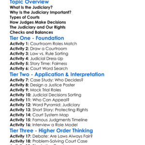 Role Of The Judiciary Worksheet Activity Booklet