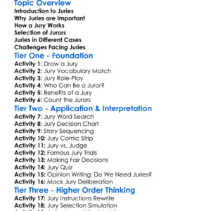 Role Of The Jury Worksheet Activity Booklet