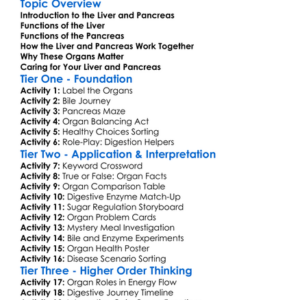 Role Of The Liver And Pancreas Worksheet Activity Booklet
