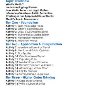 Role Of The Media In Legal Issues Worksheet Activity Booklet