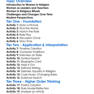 Role Of Women In Religion Worksheet Activity Booklet
