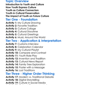 Role Of Youth In Culture Worksheet Activity Booklet