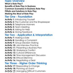 Role Play In Business Worksheet Activity Booklet