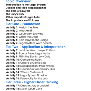 Roles In The Legal System Worksheet Activity Booklet