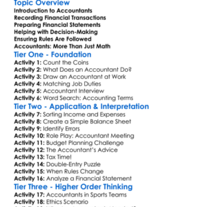 Roles Of Accountants Worksheet Activity Booklet
