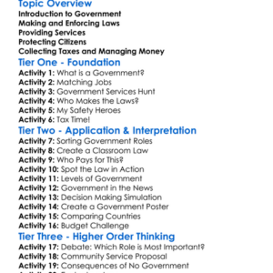 Roles Of Government Worksheet Activity Booklet