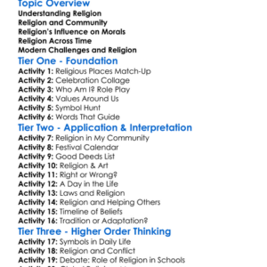 Roles Of Religion Worksheet Activity Booklet