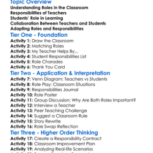 Roles Of Teachers And Students Worksheet Activity Booklet