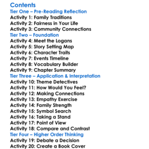 Roll Of Thunder Hear My Cry Mildred D Taylor Worksheet Activity Booklet