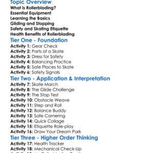 Rollerblading Basics Worksheet Activity Booklet