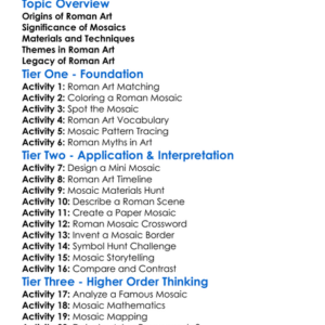 Roman Art And Mosaics Worksheet Activity Booklet