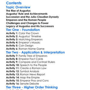 Roman Emperors Augustus And Successors Worksheet Activity Booklet