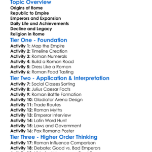 Roman Empire Worksheet Activity Booklet