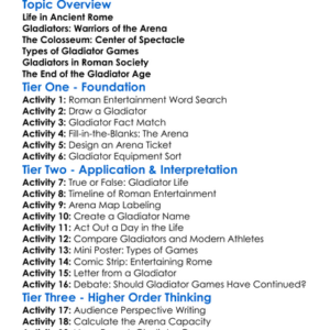 Roman Gladiators And Entertainment Worksheet Activity Booklet