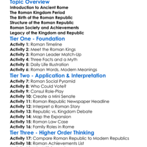 Roman Kingdom And Republic Worksheet Activity Booklet