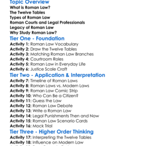 Roman Law Worksheet Activity Booklet