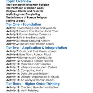 Roman Religion And Mythology Worksheet Activity Booklet