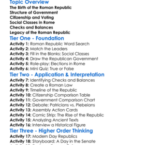 Roman Republic And Its Government Worksheet Activity Booklet