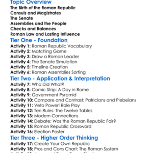 Roman Republic Government Worksheet Activity Booklet