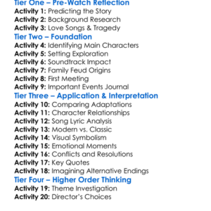 Romeo And Juliet A Love Song 2013 Worksheet Activity Booklet