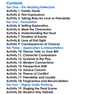 Romeo And Juliet William Shakespeare Worksheet Activity Booklet