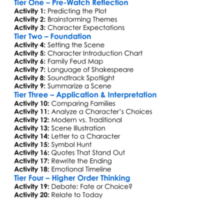 Romeo And Juliet Worksheet Activity Booklet